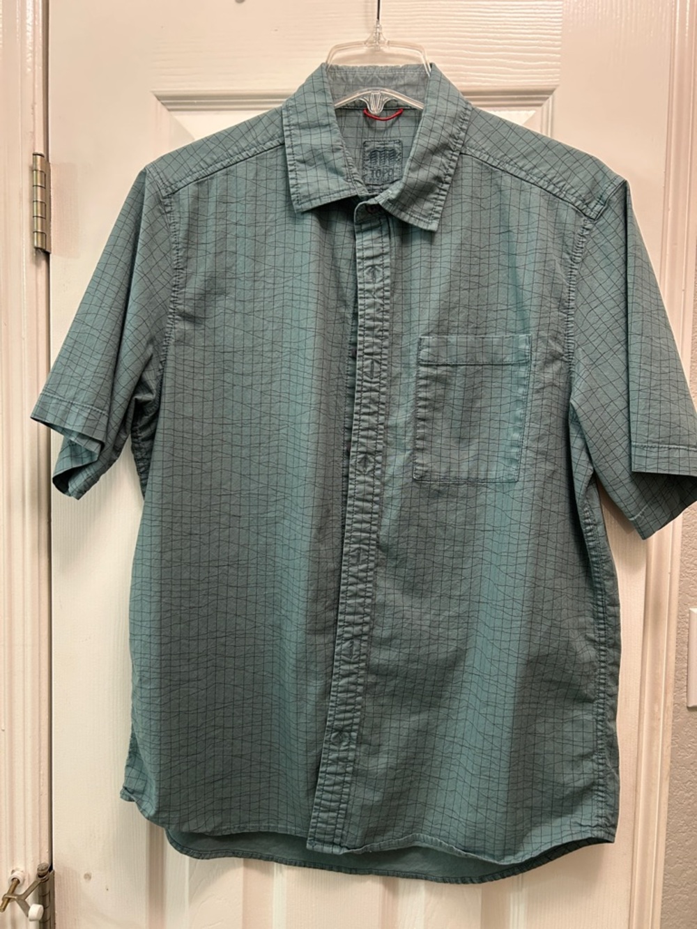 Topo Designs Teal Short-Sleeve Grid Button-Down Shirt